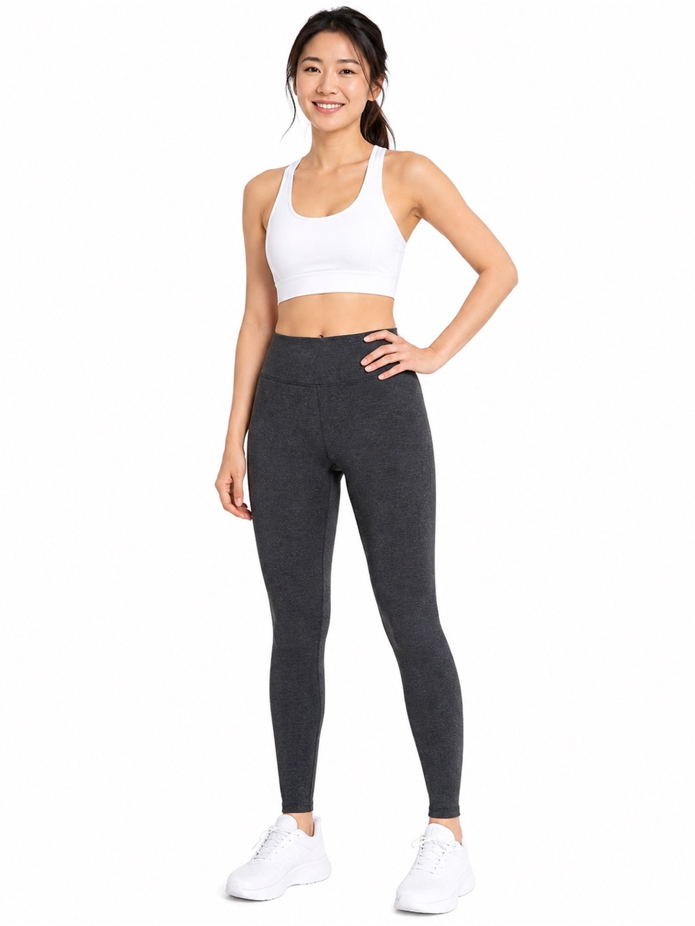 Max & Mia Women’s Charcoal Gray High-Waisted Leggings – Size Large